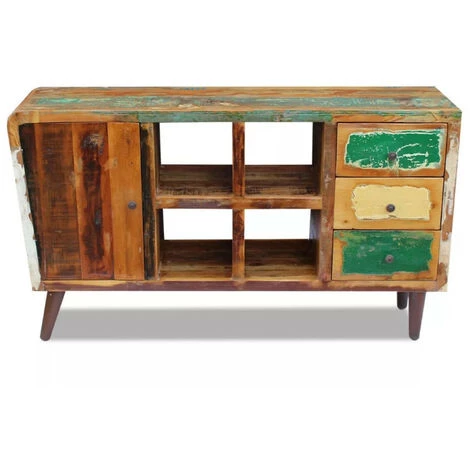 LES TENDANCES Buffet 1 Porte 3 Tiroirs Bois Massif Recyclé Vitsa 2 LES TENDANCES Buffet 1 Porte 3 Tiroirs Bois Massif Recyclé Vitsa – Image 2