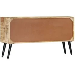 LES TENDANCES Buffet 2 Portes 3 Tiroirs Manguier Massif Clair Et Pieds Métal Noir Bastia -Buffet et enfilade Soldes 66902275 5