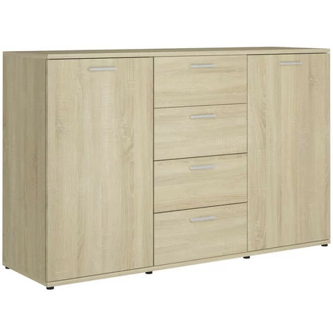 LES TENDANCES Buffet Chênes De Sonoma 2 Portes Et 4 Tiroirs Vendôme 120 Cm 2 LES TENDANCES Buffet Chênes De Sonoma 2 Portes Et 4 Tiroirs Vendôme 120 Cm – Image 2