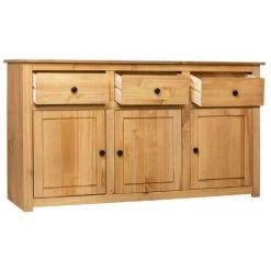 LES TENDANCES Buffet 3 Portes 3 Tiroirs Pin Massif Clair Iris -Buffet et enfilade Soldes 66902431 3