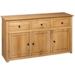 LES TENDANCES Buffet 3 Portes 3 Tiroirs Pin Massif Clair Iris -Buffet et enfilade Soldes 66902431 5