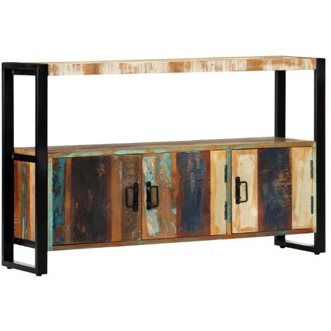 LES TENDANCES Buffet 3 Portes 1 étagère Bois Massif Recyclé Et Métal Noir Lau 1 LES TENDANCES Buffet 3 Portes 1 étagère Bois Massif Recyclé Et Métal Noir Lau