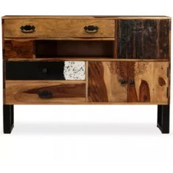 LES TENDANCES Buffet 3 Portes 4 Tiroirs Sesham Massif Clair Et Pieds Métal Noir Elane 8 LES TENDANCES Buffet 3 Portes 4 Tiroirs Sesham Massif Clair Et Pieds Métal Noir Elane -Buffet et enfilade Soldes 66902561 4