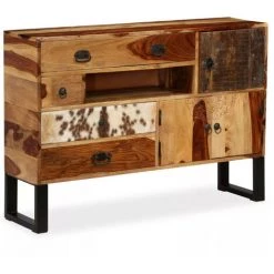 LES TENDANCES Buffet 3 Portes 4 Tiroirs Sesham Massif Clair Et Pieds Métal Noir Elane 9 LES TENDANCES Buffet 3 Portes 4 Tiroirs Sesham Massif Clair Et Pieds Métal Noir Elane -Buffet et enfilade Soldes 66902561 5