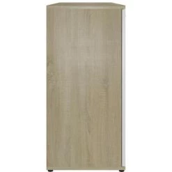 LES TENDANCES Buffet Blanc Et Chênes De Sonoma 2 Portes Et 4 Tiroirs Vendôme 120 Cm -Buffet et enfilade Soldes 66903467 5