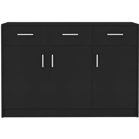 LES TENDANCES Buffet Noir 110x34x75 Cm 1 LES TENDANCES Buffet Noir 110x34x75 Cm