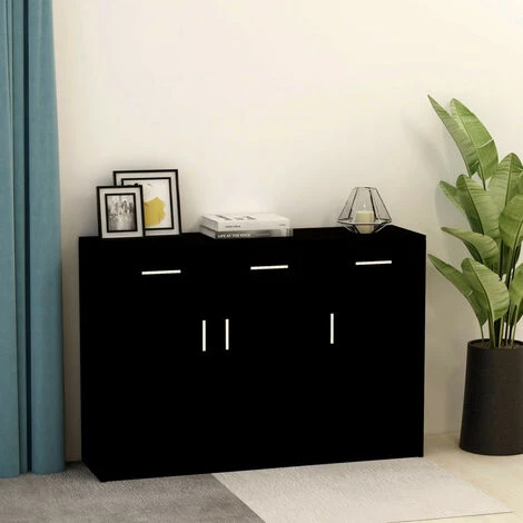 LES TENDANCES Buffet Noir 110x34x75 Cm 2 LES TENDANCES Buffet Noir 110x34x75 Cm – Image 2