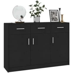 LES TENDANCES Buffet Noir 110x34x75 Cm 7 LES TENDANCES Buffet Noir 110x34x75 Cm -Buffet et enfilade Soldes 66903690 3