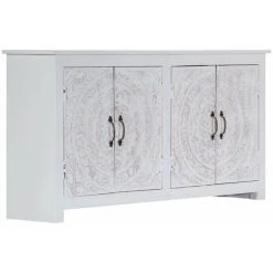 LES TENDANCES Buffet Fait à La Main Blanc 140x30x70 Cm Bois D'acacia Massif 8 LES TENDANCES Buffet Fait à La Main Blanc 140x30x70 Cm Bois D'acacia Massif -Buffet et enfilade Soldes 66904464 4