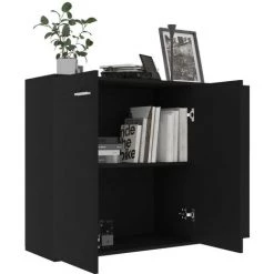 LES TENDANCES Buffet Noir 105x30x75 Cm -Buffet et enfilade Soldes 66904562 3