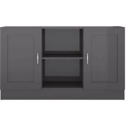 LES TENDANCES Buffet Gris Brillant 120x30,5x70 Cm