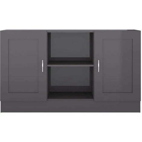 LES TENDANCES Buffet Gris Brillant 120x30,5x70 Cm 1 LES TENDANCES Buffet Gris Brillant 120x30,5x70 Cm
