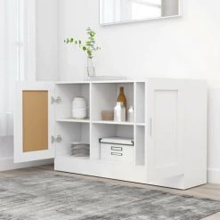 LES TENDANCES Buffet Blanc 120x30,5x70 Cm -Buffet et enfilade Soldes 66904741 4