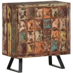 LES TENDANCES Armoire Latérale 70x35x75 Cm Bois De Récupération Solide