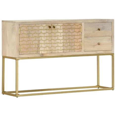LES TENDANCES Buffet Doré 120 X 30 X 75 Cm Bois De Manguier Massif 1 LES TENDANCES Buffet Doré 120 X 30 X 75 Cm Bois De Manguier Massif