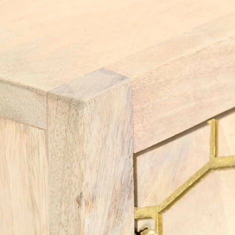 LES TENDANCES Buffet Doré 120 X 30 X 75 Cm Bois De Manguier Massif 3 LES TENDANCES Buffet Doré 120 X 30 X 75 Cm Bois De Manguier Massif – Image 3