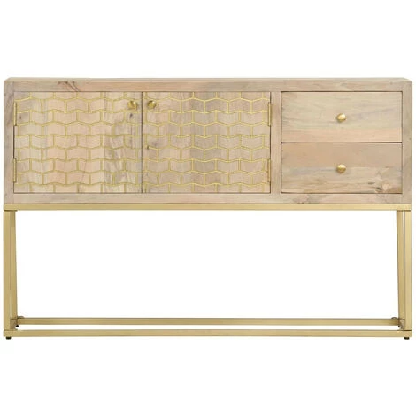 LES TENDANCES Buffet Doré 120 X 30 X 75 Cm Bois De Manguier Massif 4 LES TENDANCES Buffet Doré 120 X 30 X 75 Cm Bois De Manguier Massif – Image 4