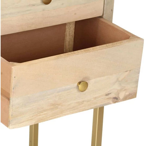 LES TENDANCES Buffet Doré 120 X 30 X 75 Cm Bois De Manguier Massif 5 LES TENDANCES Buffet Doré 120 X 30 X 75 Cm Bois De Manguier Massif – Image 5