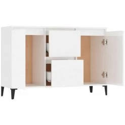 LES TENDANCES Buffet Blanc Brillant 104x35x70 Cm -Buffet et enfilade Soldes 66906858 4