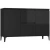 LES TENDANCES Buffet Noir Brillant 104x35x70 Cm