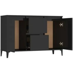 LES TENDANCES Buffet Noir Brillant 104x35x70 Cm -Buffet et enfilade Soldes 66907053 4