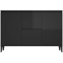 LES TENDANCES Buffet Noir Brillant 104x35x70 Cm -Buffet et enfilade Soldes 66907053 5