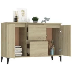 LES TENDANCES Buffet Chêne Sonoma 104x35x70 Cm -Buffet et enfilade Soldes 66907284 3