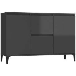 LES TENDANCES Buffet Gris Brillant 104x35x70 Cm