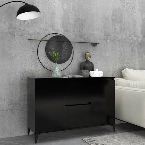 LES TENDANCES Buffet Noir 104x35x70 Cm 2 LES TENDANCES Buffet Noir 104x35x70 Cm – Image 2