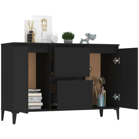LES TENDANCES Buffet Noir 104x35x70 Cm 3 LES TENDANCES Buffet Noir 104x35x70 Cm – Image 3