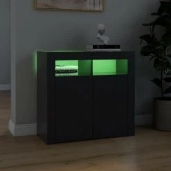 LES TENDANCES Buffet Avec Lumières LED Gris 80x35x75 Cm -Buffet et enfilade Soldes 66907451 4