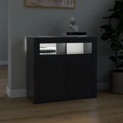 LES TENDANCES Buffet Avec Lumières LED Gris 80x35x75 Cm -Buffet et enfilade Soldes 66907451 5