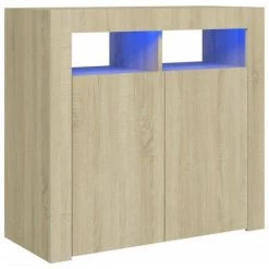 LES TENDANCES Buffet Avec Lumières LED Chêne Sonoma 80x35x75 Cm