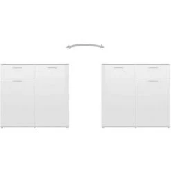 LES TENDANCES Buffet Blanc Brillant 80x36x75 Cm -Buffet et enfilade Soldes 66907629 5