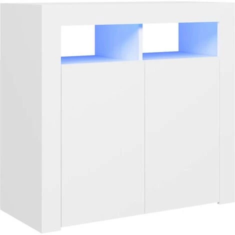 LES TENDANCES Buffet Avec Lumières LED Blanc 80x35x75 Cm 1 LES TENDANCES Buffet Avec Lumières LED Blanc 80x35x75 Cm