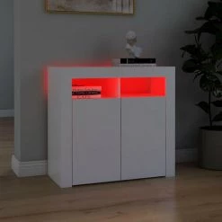 LES TENDANCES Buffet Avec Lumières LED Blanc 80x35x75 Cm 7 LES TENDANCES Buffet Avec Lumières LED Blanc 80x35x75 Cm -Buffet et enfilade Soldes 66907835 3