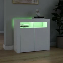 LES TENDANCES Buffet Avec Lumières LED Blanc 80x35x75 Cm 8 LES TENDANCES Buffet Avec Lumières LED Blanc 80x35x75 Cm -Buffet et enfilade Soldes 66907835 4