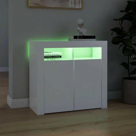 LES TENDANCES Buffet Avec Lumières LED Blanc 80x35x75 Cm 4 LES TENDANCES Buffet Avec Lumières LED Blanc 80x35x75 Cm – Image 4