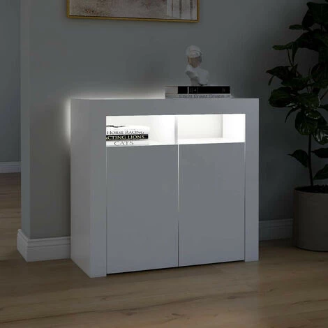 LES TENDANCES Buffet Avec Lumières LED Blanc 80x35x75 Cm 5 LES TENDANCES Buffet Avec Lumières LED Blanc 80x35x75 Cm – Image 5