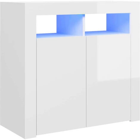 LES TENDANCES Buffet Avec Lumières LED Blanc Brillant 80x35x75 Cm 1 LES TENDANCES Buffet Avec Lumières LED Blanc Brillant 80x35x75 Cm