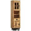 LES TENDANCES Buffet Sur Roues 38x30x143 Cm Bois De Manguier Solide Brut