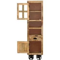 LES TENDANCES Buffet Sur Roues 38x30x143 Cm Bois De Manguier Solide Brut -Buffet et enfilade Soldes 66908206 4