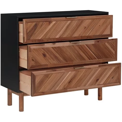 LES TENDANCES Buffet 90x33,5x80 Cm Bois D'acacia Solide Et MDF 2 LES TENDANCES Buffet 90x33,5x80 Cm Bois D'acacia Solide Et MDF – Image 2