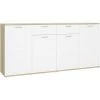 LES TENDANCES Buffet Blanc Et Chêne Sonoma 160x36x75 Cm