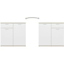 LES TENDANCES Buffet Blanc Et Chêne Sonoma 160x36x75 Cm 9 LES TENDANCES Buffet Blanc Et Chêne Sonoma 160x36x75 Cm -Buffet et enfilade Soldes 66911631 5