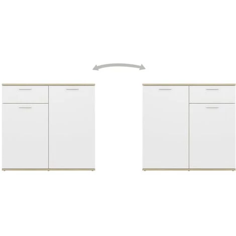 LES TENDANCES Buffet Blanc Et Chêne Sonoma 160x36x75 Cm 5 LES TENDANCES Buffet Blanc Et Chêne Sonoma 160x36x75 Cm – Image 5