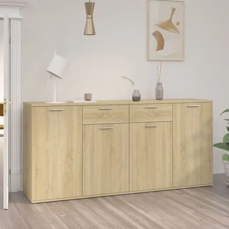 LES TENDANCES Buffet Chêne Sonoma 160x36x75 Cm 2 LES TENDANCES Buffet Chêne Sonoma 160x36x75 Cm – Image 2