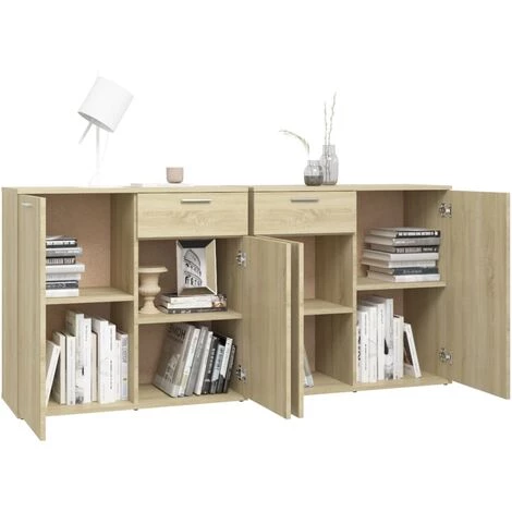 LES TENDANCES Buffet Chêne Sonoma 160x36x75 Cm 4 LES TENDANCES Buffet Chêne Sonoma 160x36x75 Cm – Image 4