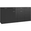 LES TENDANCES Buffet Noir Brillant 160x36x75 Cm