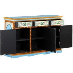 LES TENDANCES Buffet Peint à La Main 120x35x76 Cm Bois De Manguier Massif -Buffet et enfilade Soldes 66912575 4